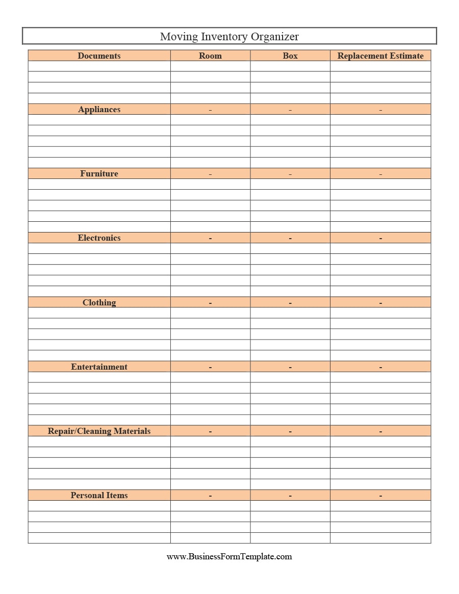 home inventory list excel template