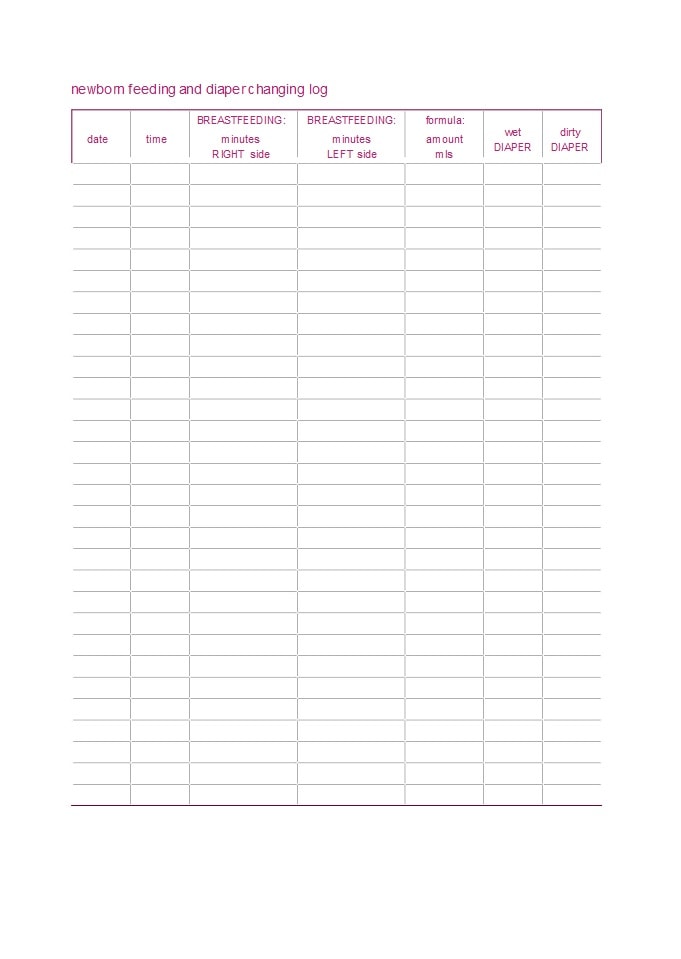 Schedule For Newborn Chart