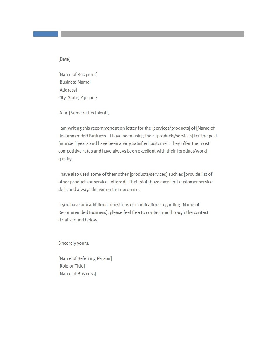 21 Awesome Business Reference Letters - TemplateArchive Inside Business Reference Template Word