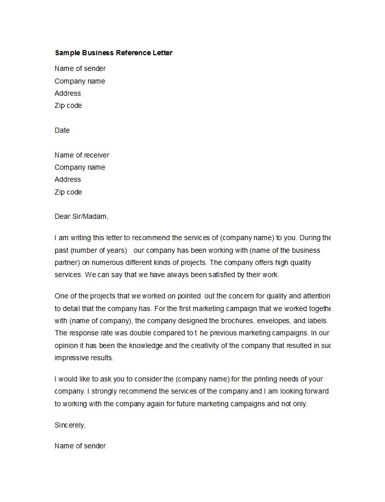 Business Letter Of Recommendation from templatearchive.com