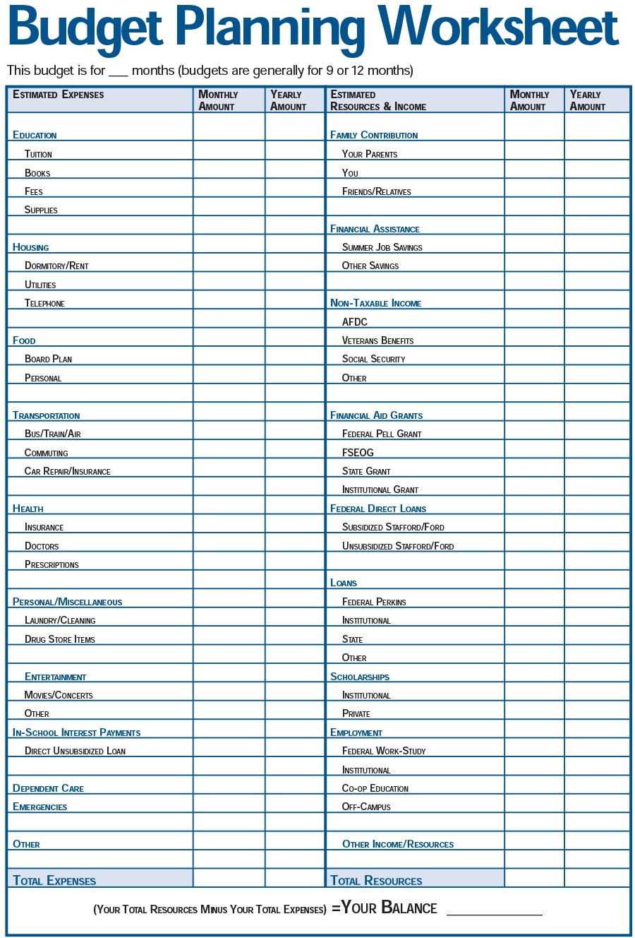 Money Management Worksheets Printable