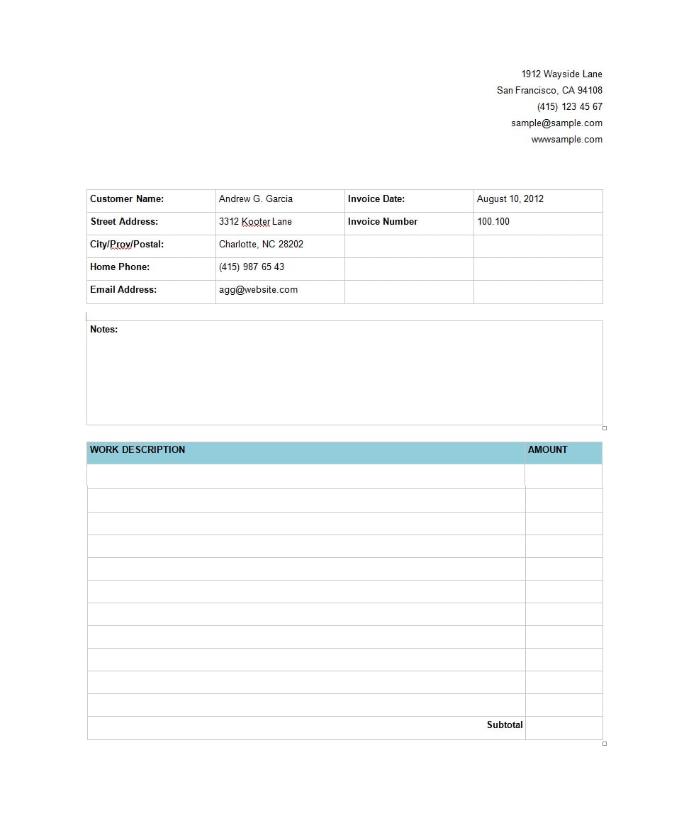 22 Simple Service Invoice Templates [MS Word] - TemplateArchive In Template Of Invoice For Services Rendered