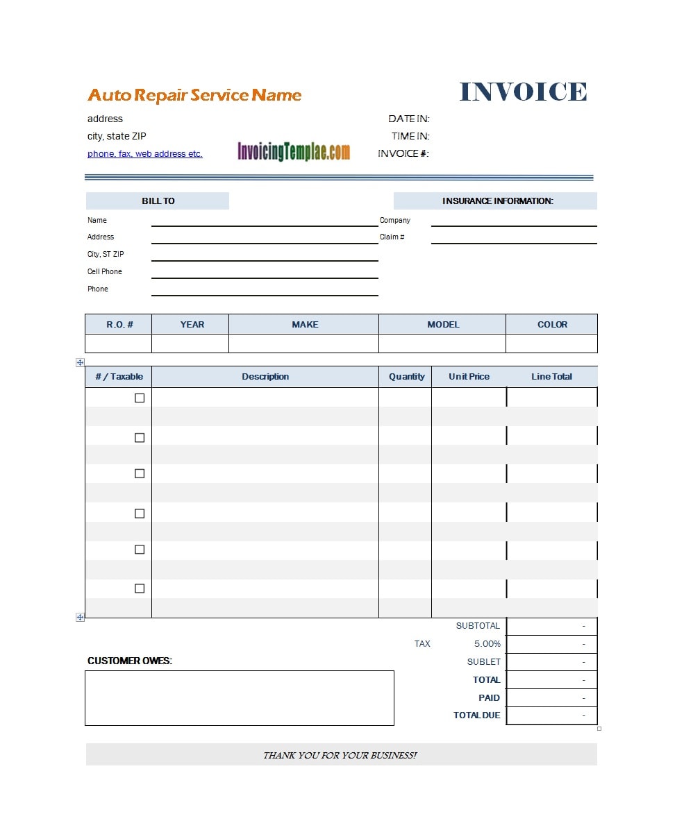 50 Simple Service Invoice Templates Ms Word Templatearchive