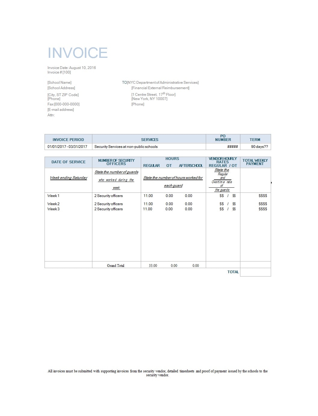 50 Simple Service Invoice Templates [MS Word ...