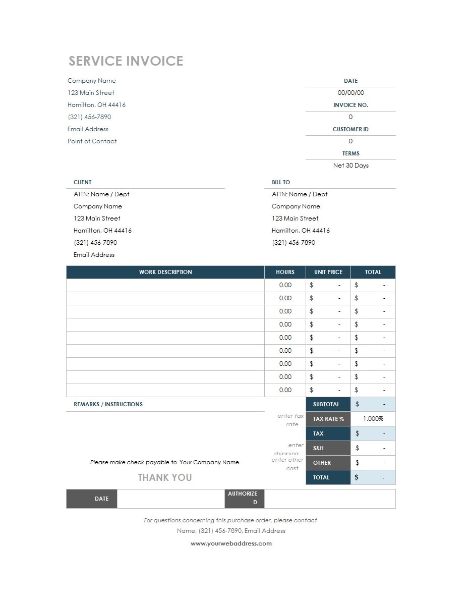service invoice templates for microsoft word
