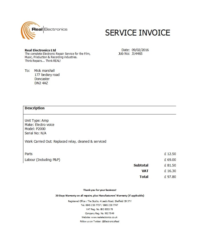 21 Simple Service Invoice Templates [MS Word] - TemplateArchive In Film Invoice Template