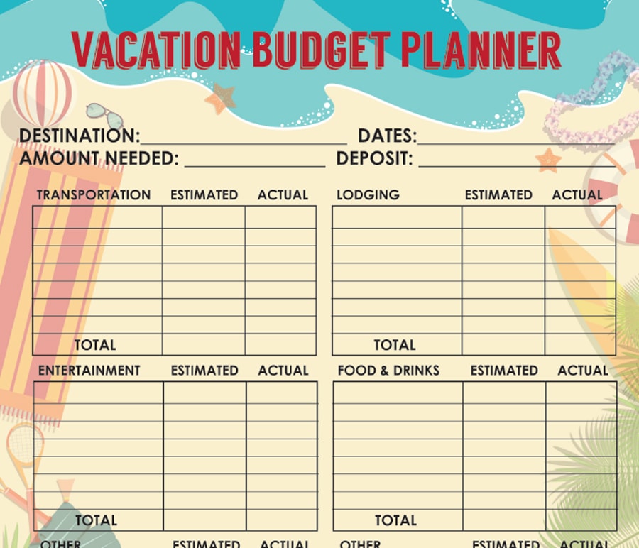 budget template for travel