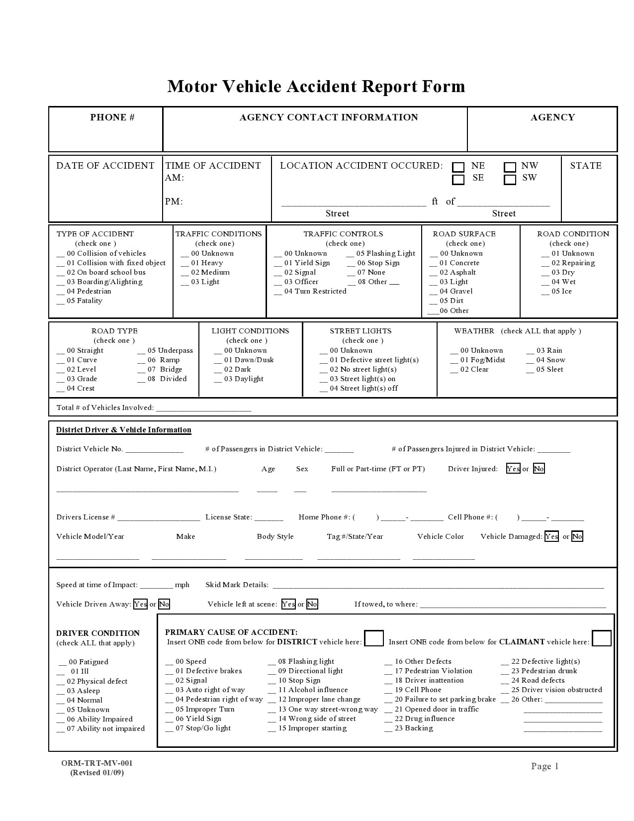 Motor Vehicle Accident Report Form Template from templatearchive.com