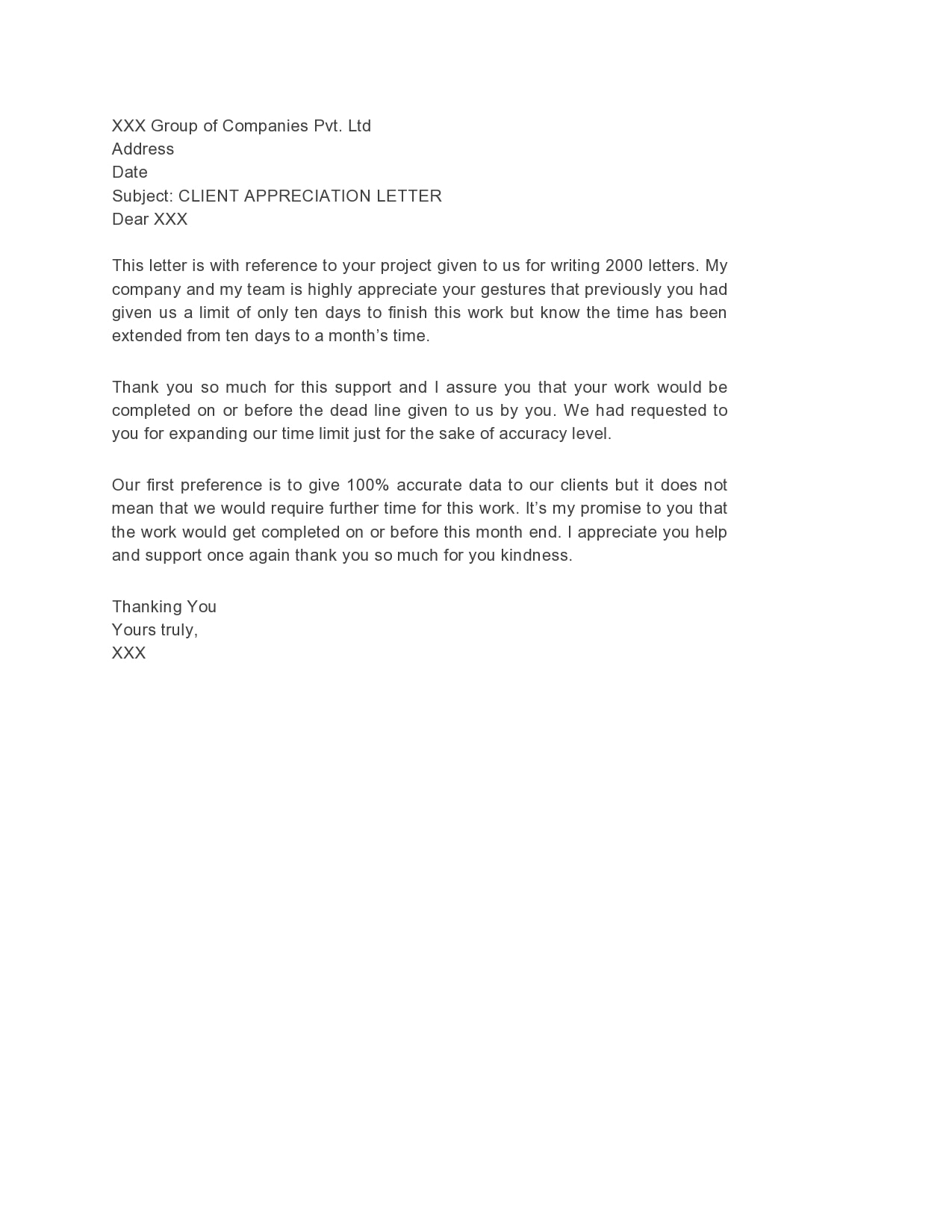 Appreciation Letter To Client from templatearchive.com