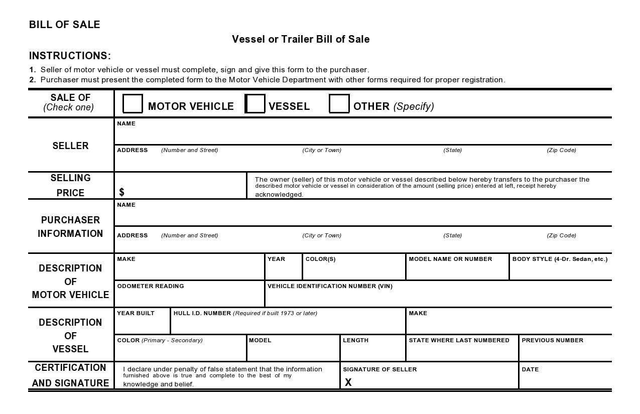 42 Bill of Sale for Trailer Samples (Any State) - TemplateArchive