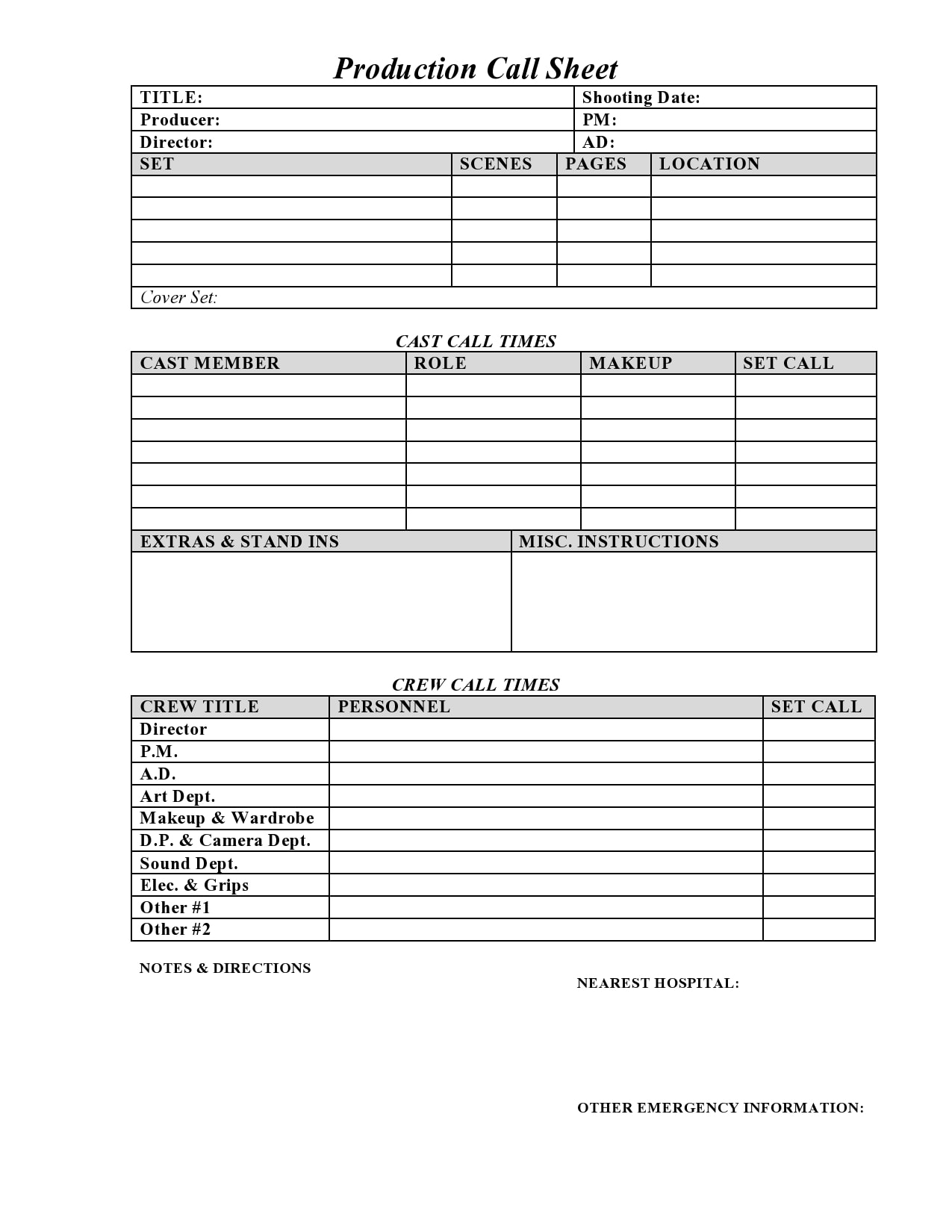20 Simple Call Sheet Templates (FREE) - TemplateArchive Throughout Film Call Sheet Template Word