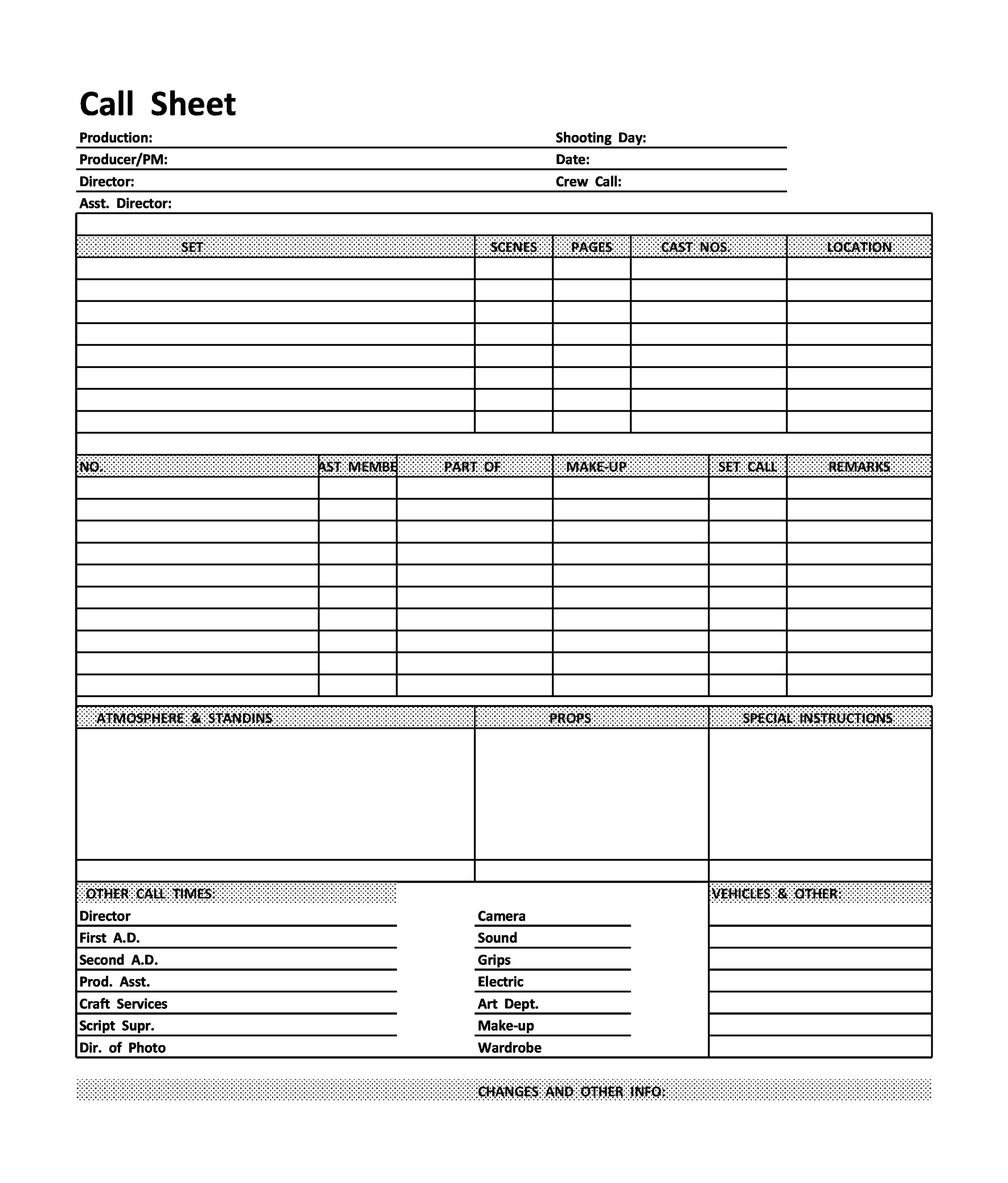39 Simple Call Sheet Templates Free Templatearchive