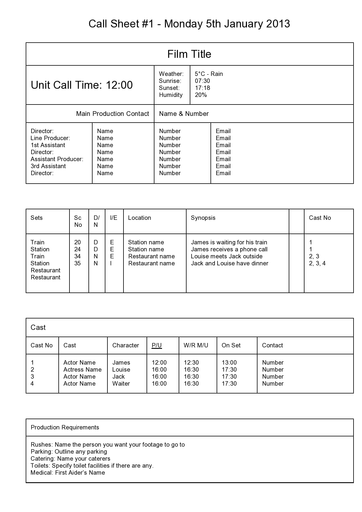 39 Simple Call Sheet Templates FREE TemplateArchive