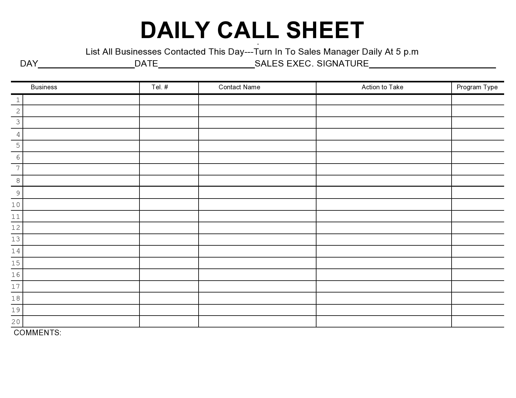 39 Simple Call Sheet Templates Free