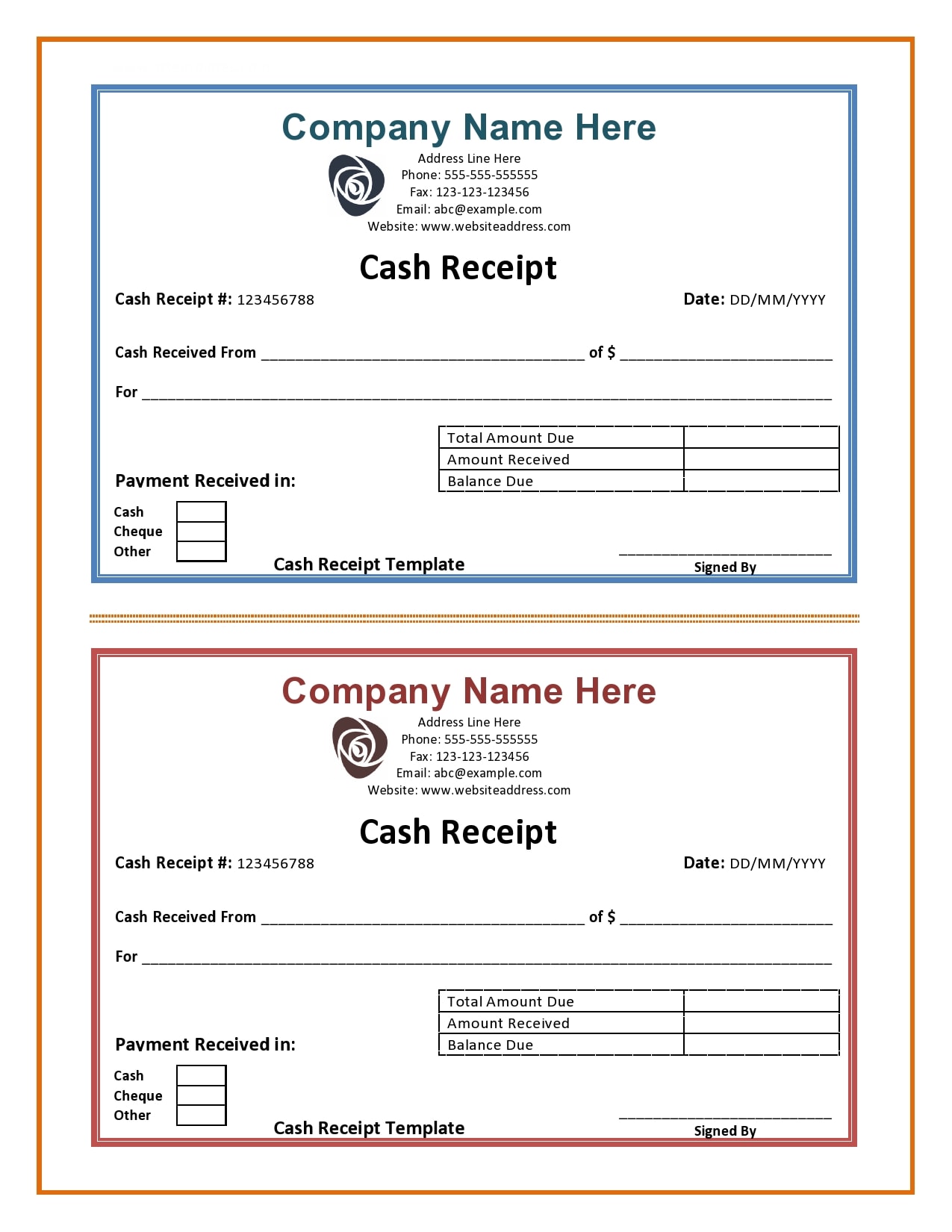 Download 29 Fillable Cash Receipt Templates Forms Templatearchive