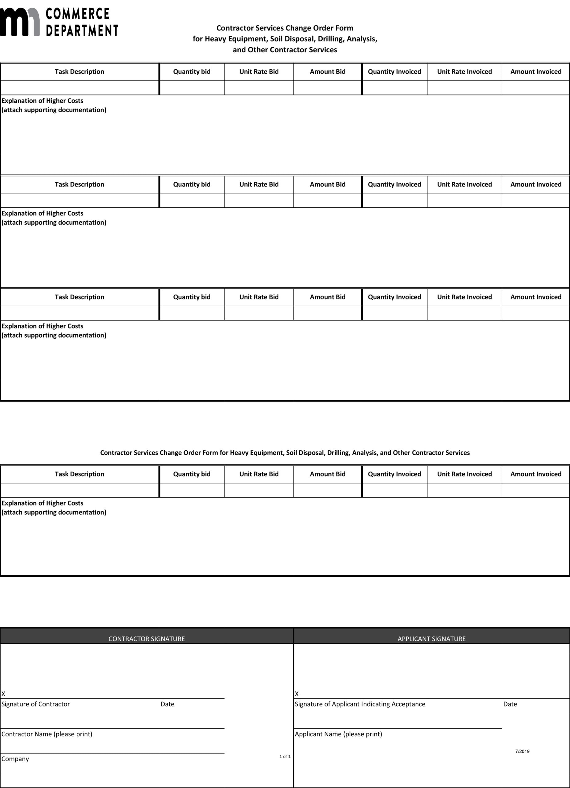 Change Order Form Template from templatearchive.com