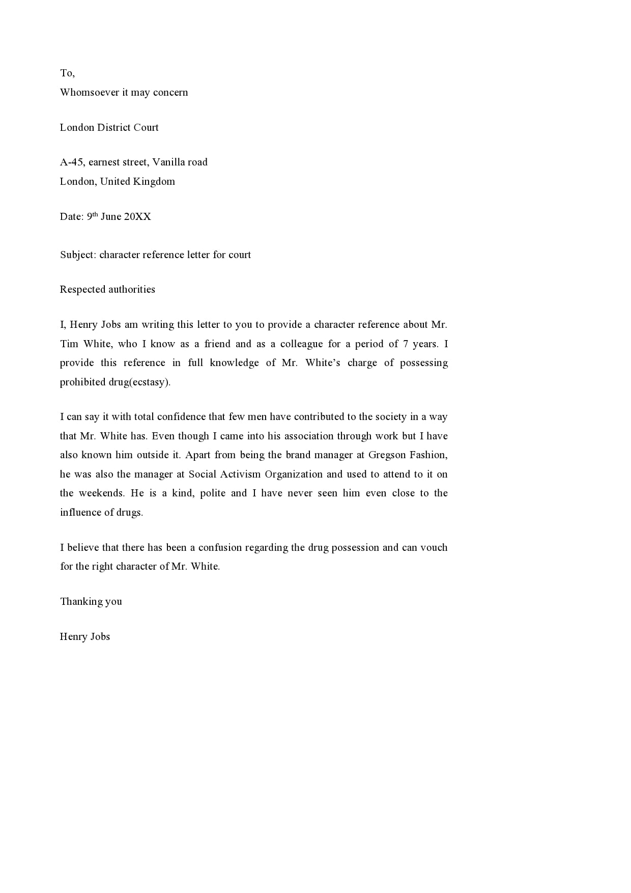 Example Of Character Reference Letter For A Friend from templatearchive.com