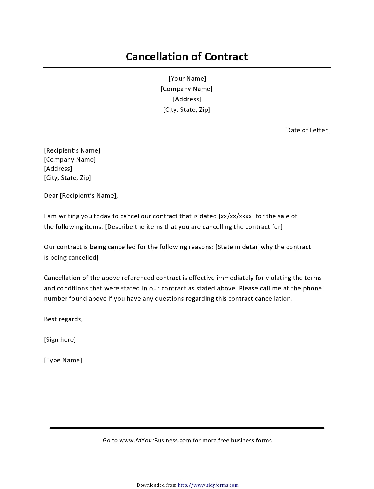 50 Editable Contract Termination Letters (FREE) TemplateArchive