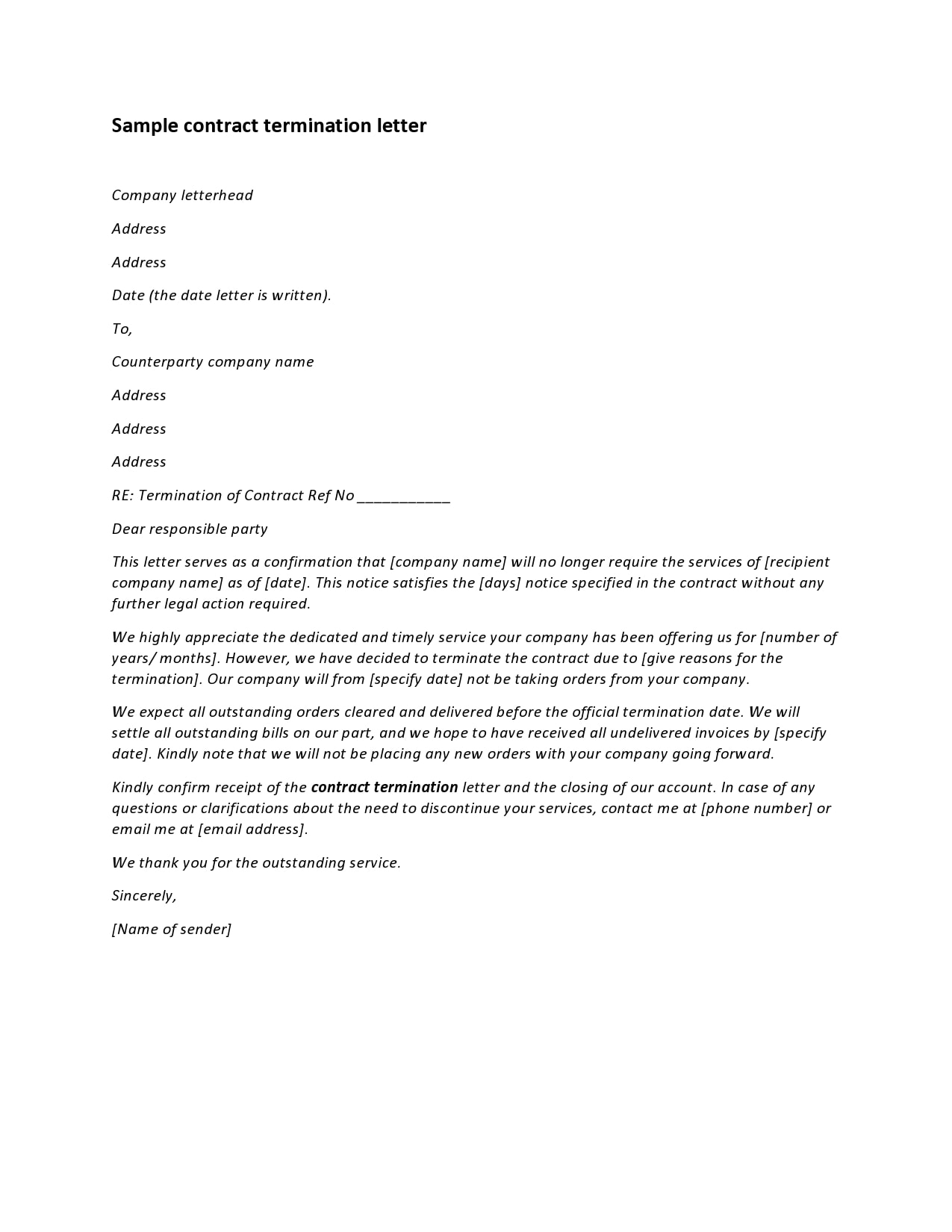 Company Termination Letter from templatearchive.com