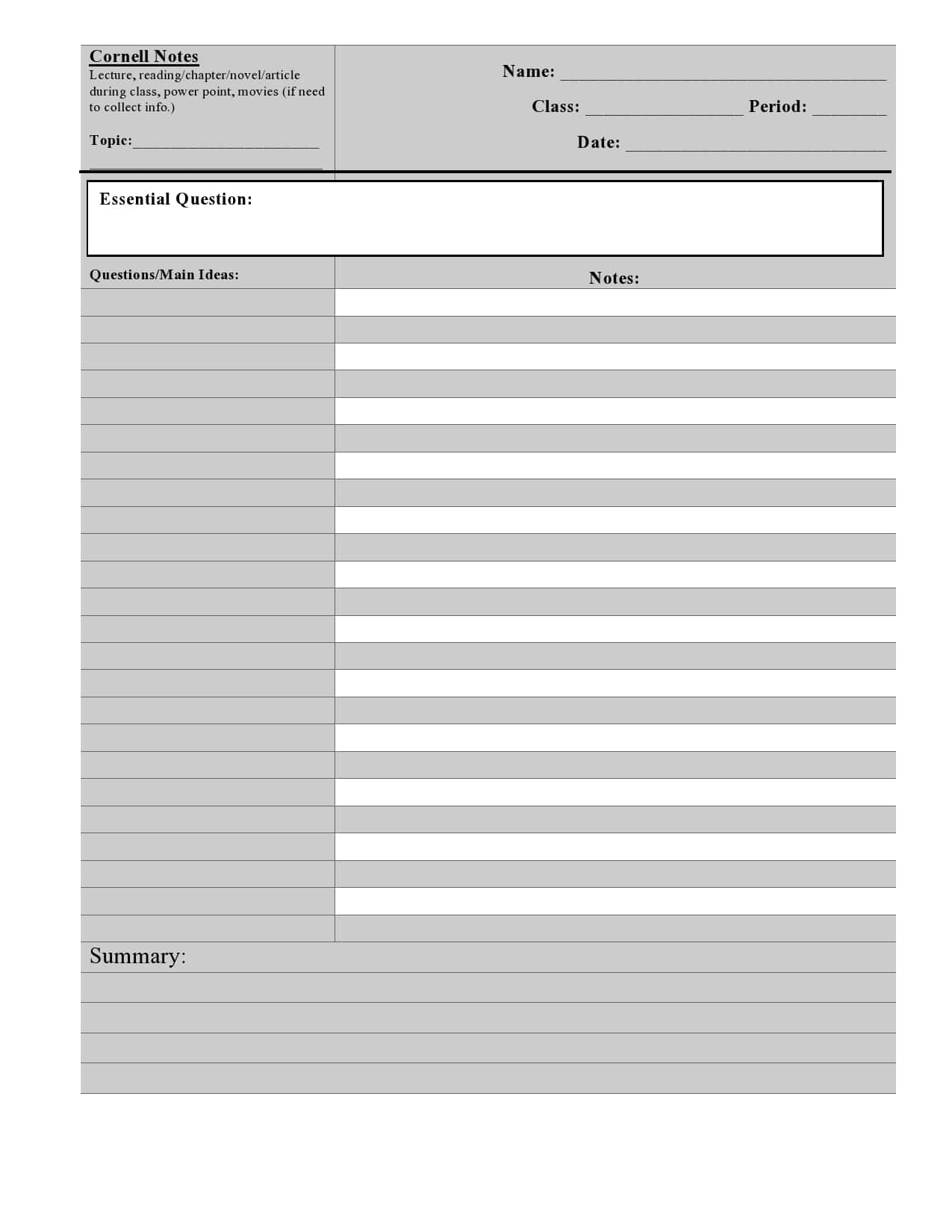 20 Printable Cornell Notes Templates [Free] - TemplateArchive Inside Lecture Note Template