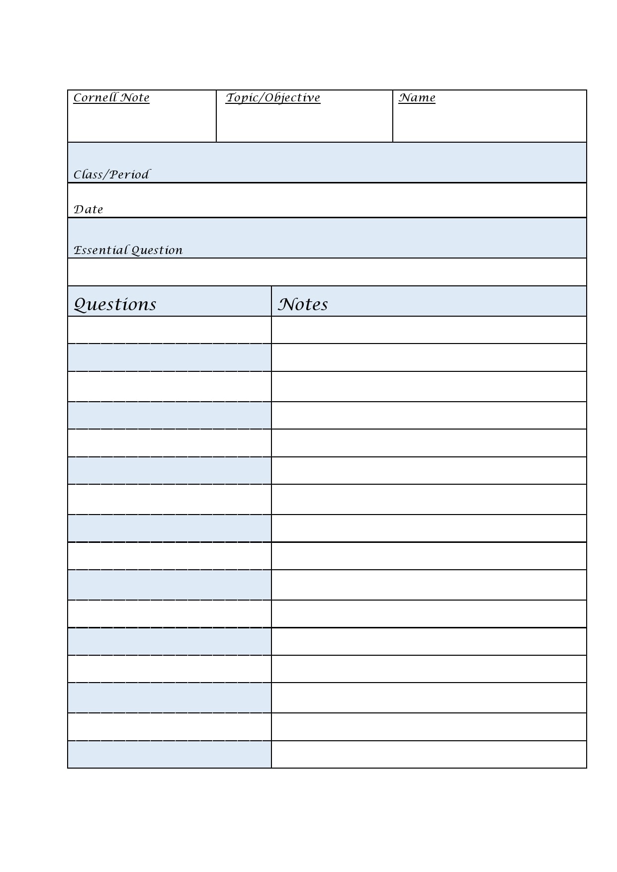 21 Printable Cornell Notes Templates [Free] - TemplateArchive With Regard To Note Taking Template Pdf