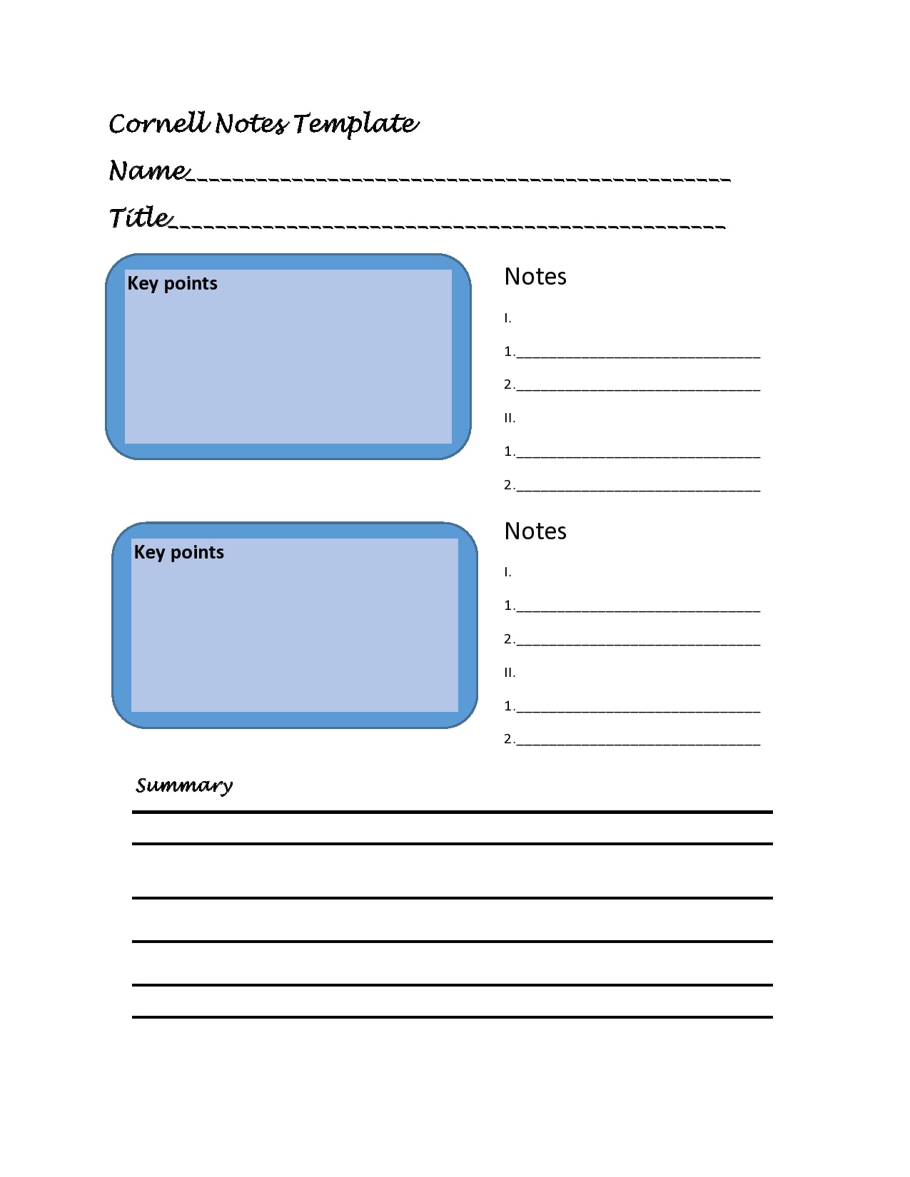 22 Printable Cornell Notes Templates [Free] - TemplateArchive Inside Best Note Taking Template