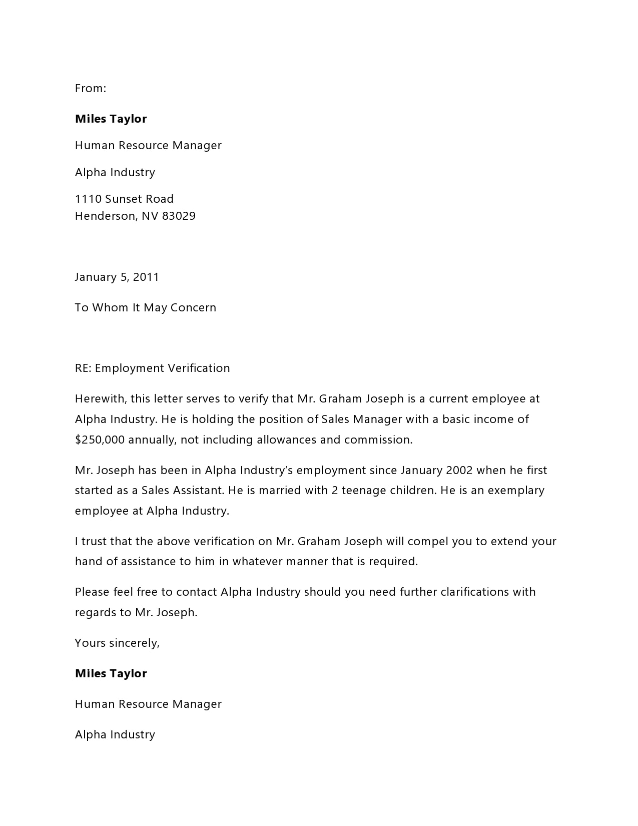 Employee Proof Of Employment Letter from templatearchive.com