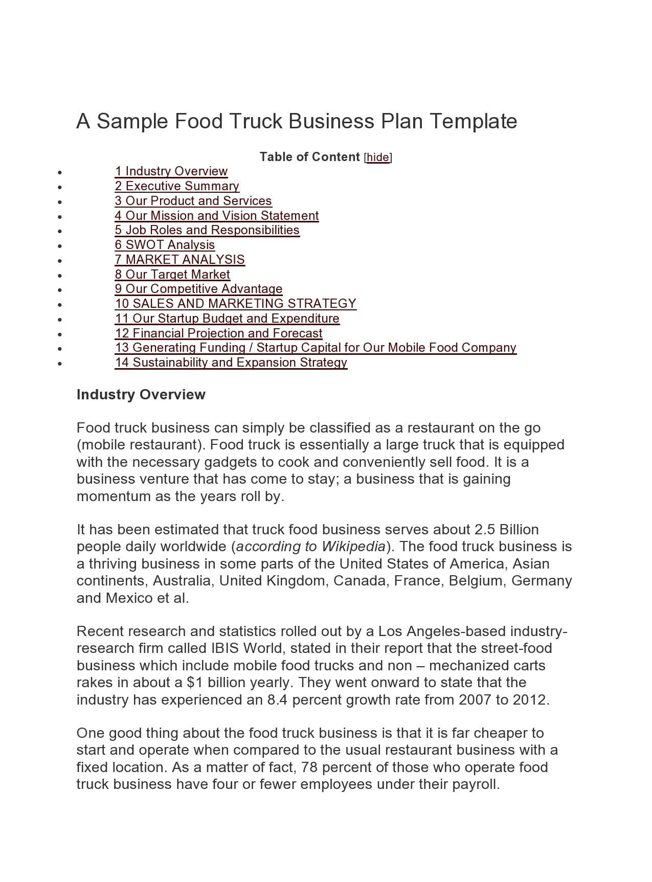 22 Proven Food Truck Business Plans (PDF, Word) - TemplateArchive Throughout Business Plan Template Food Truck
