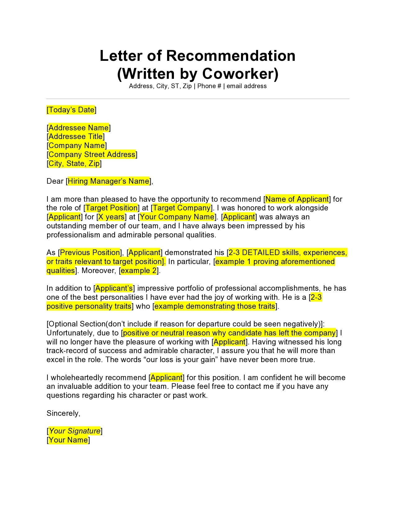 how to write a reference letter sample