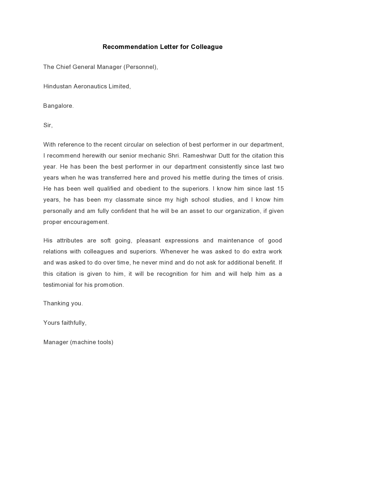 30 Letter Of Recommendation For Coworker Examples - TemplateArchive