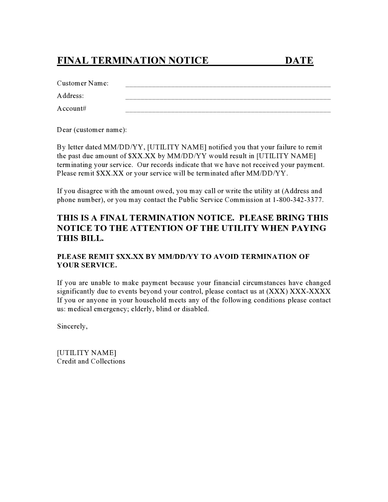 50 Notice of Termination Letters [Lease, Employment, Contract]