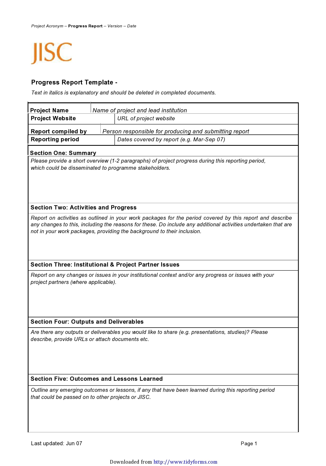 how to write a progress report for a research project