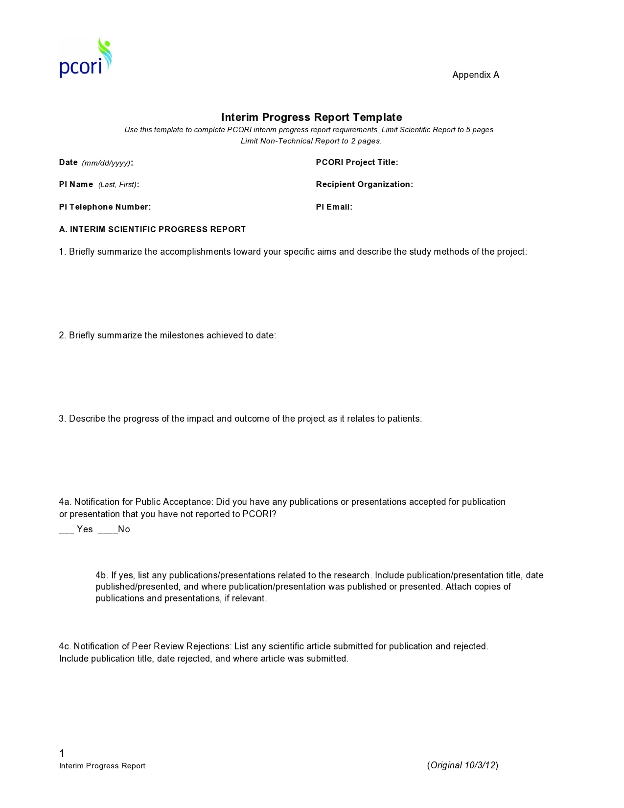 progress report letter format