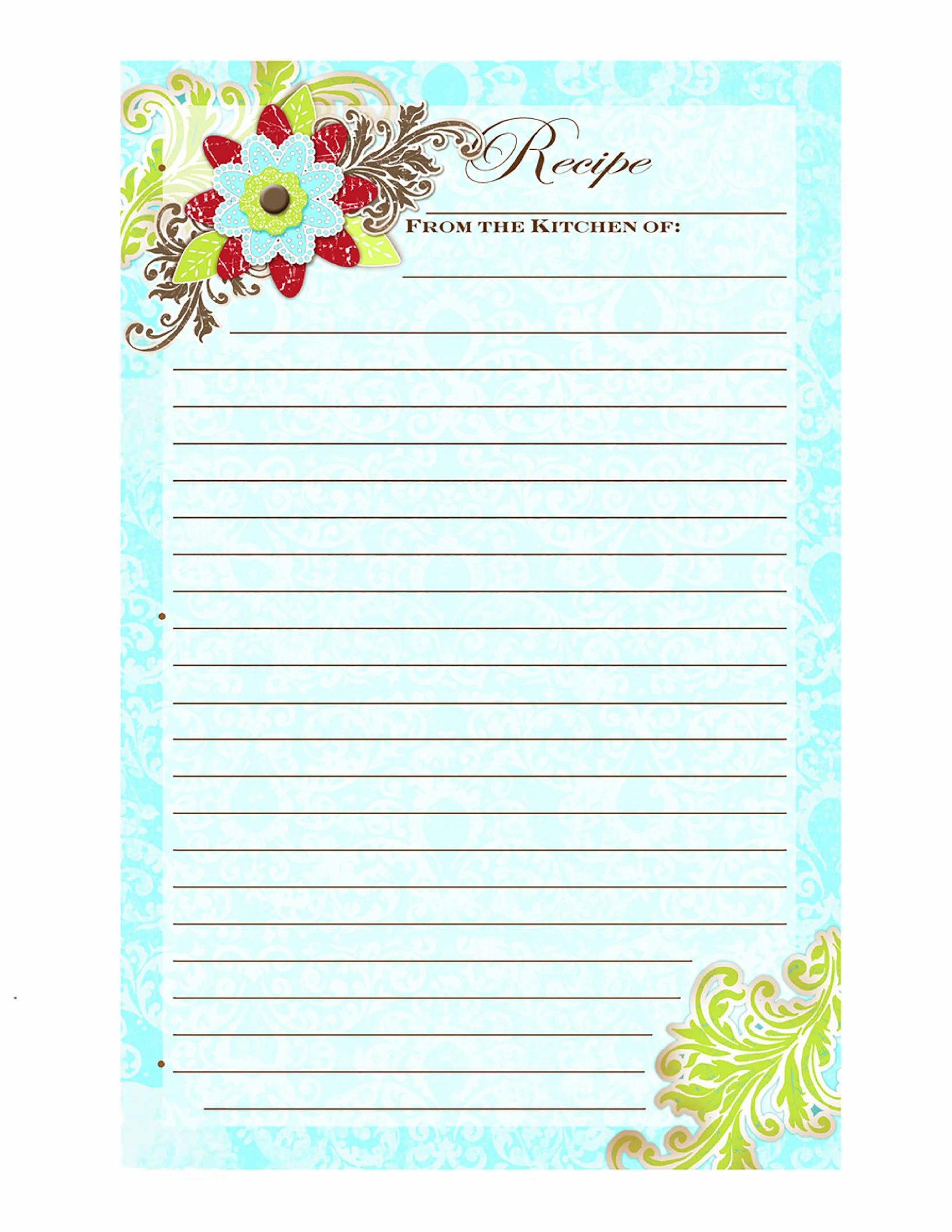 downloadable free full page recipe templates for word