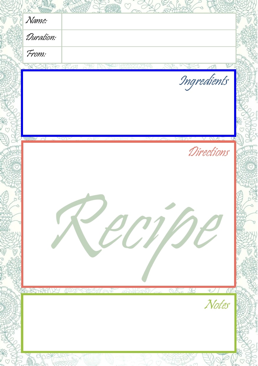 recipe card template for word