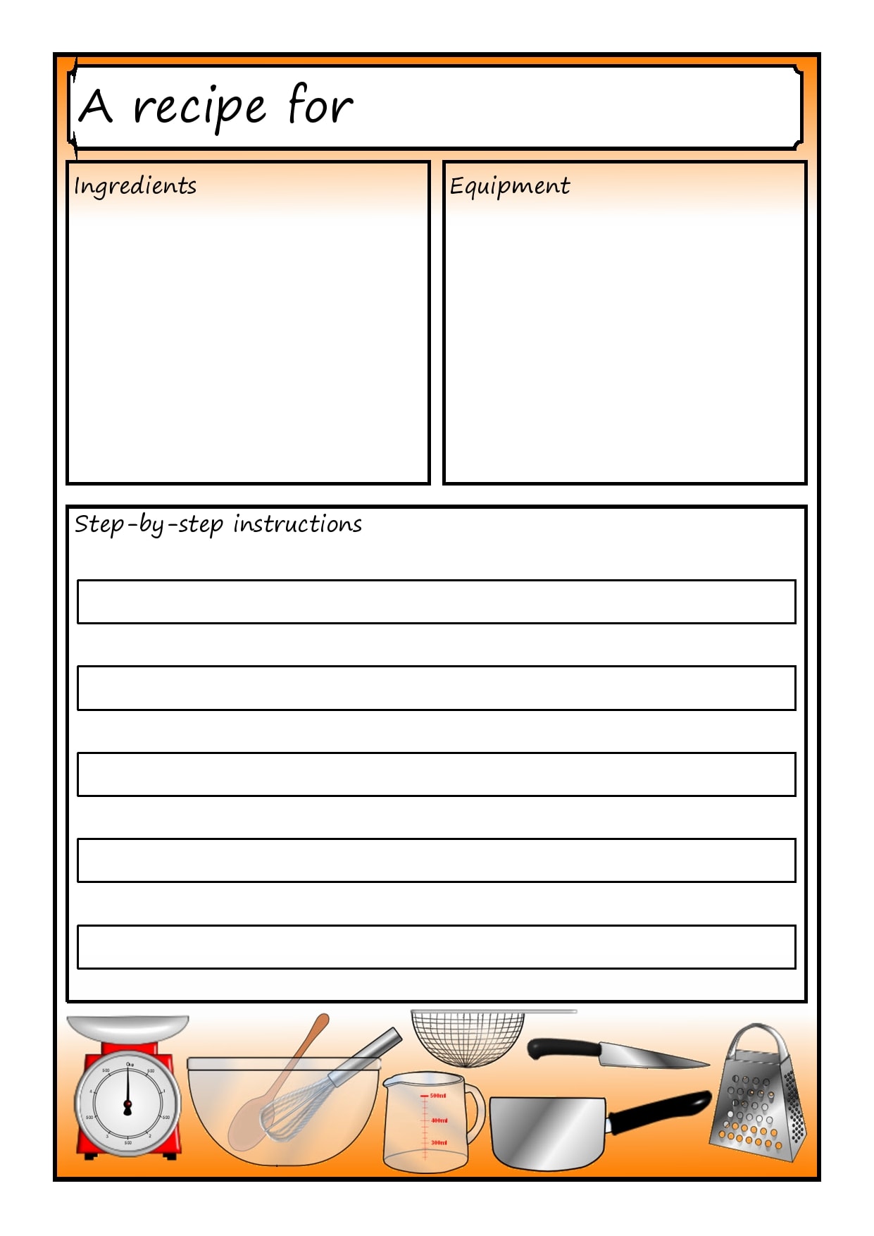 downloadable free recipe card template for word