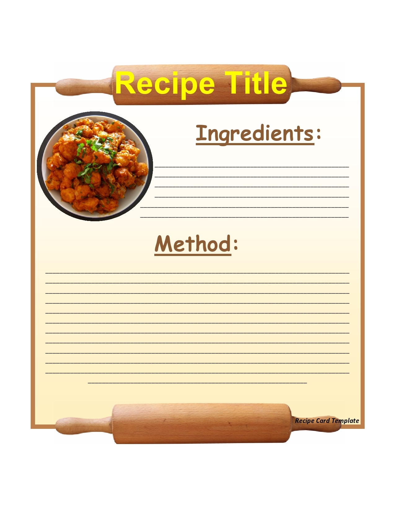 create your own recipe card template for word