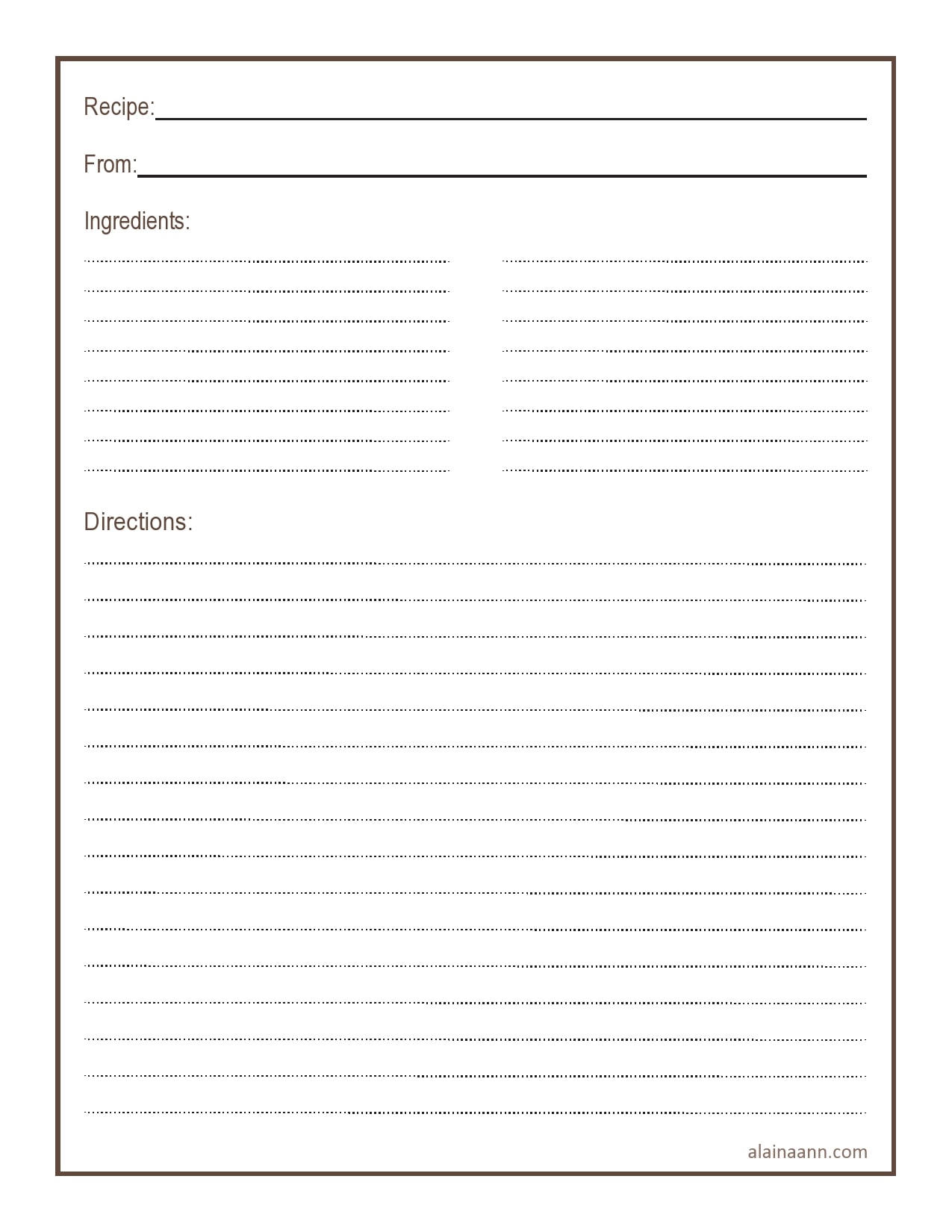 Blank Recipe Template from templatearchive.com