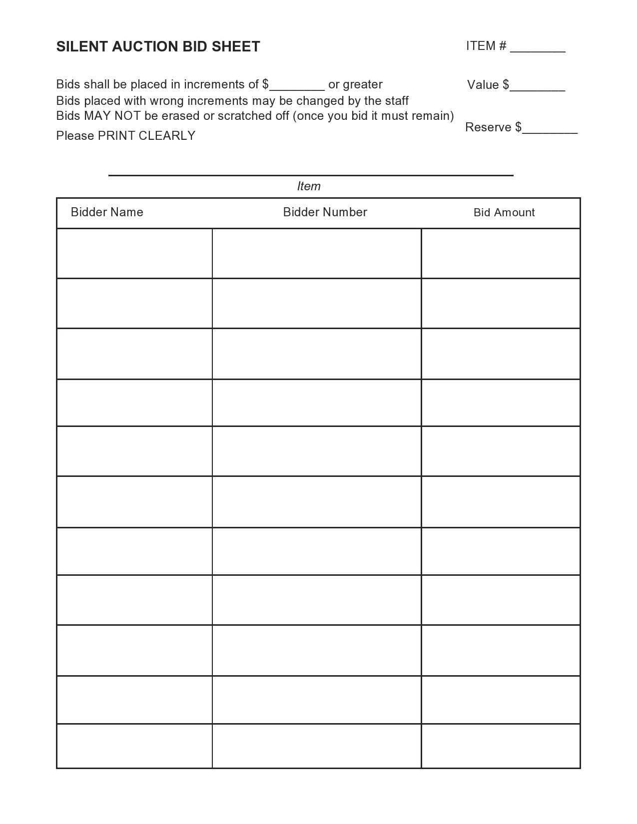 24 Silent Auction Bid Sheet Templates [Free] - TemplateArchive Regarding Auction Bid Cards Template