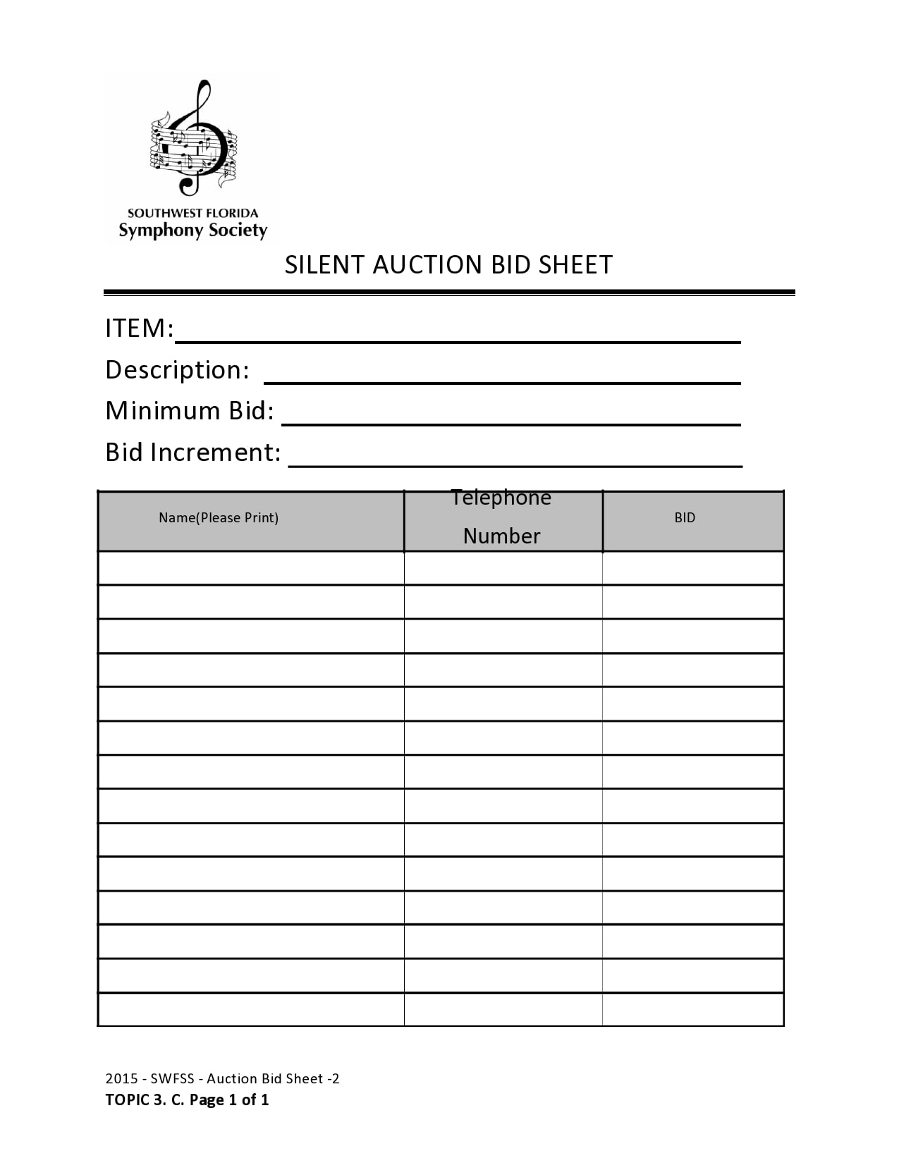 30 Silent Auction Bid Sheet Templates [Free] - TemplateArchive