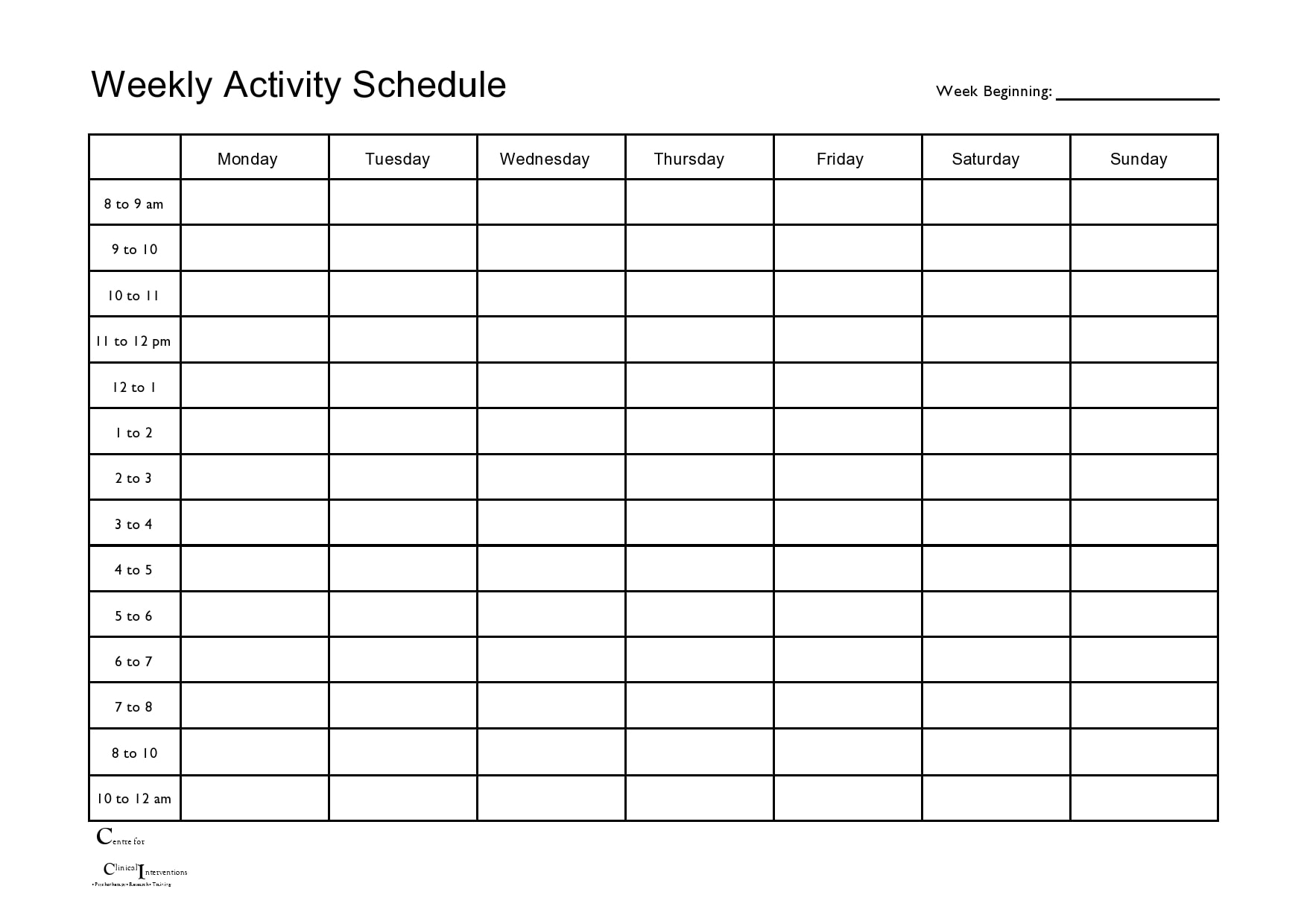 Customizable 7 Day Printable Weekly Schedule Template Printable Templates