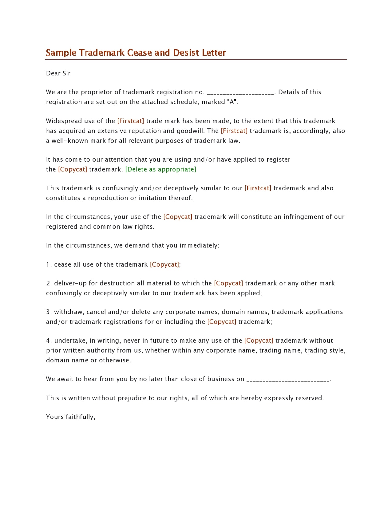 Free Cease And Desist Letter Template Word