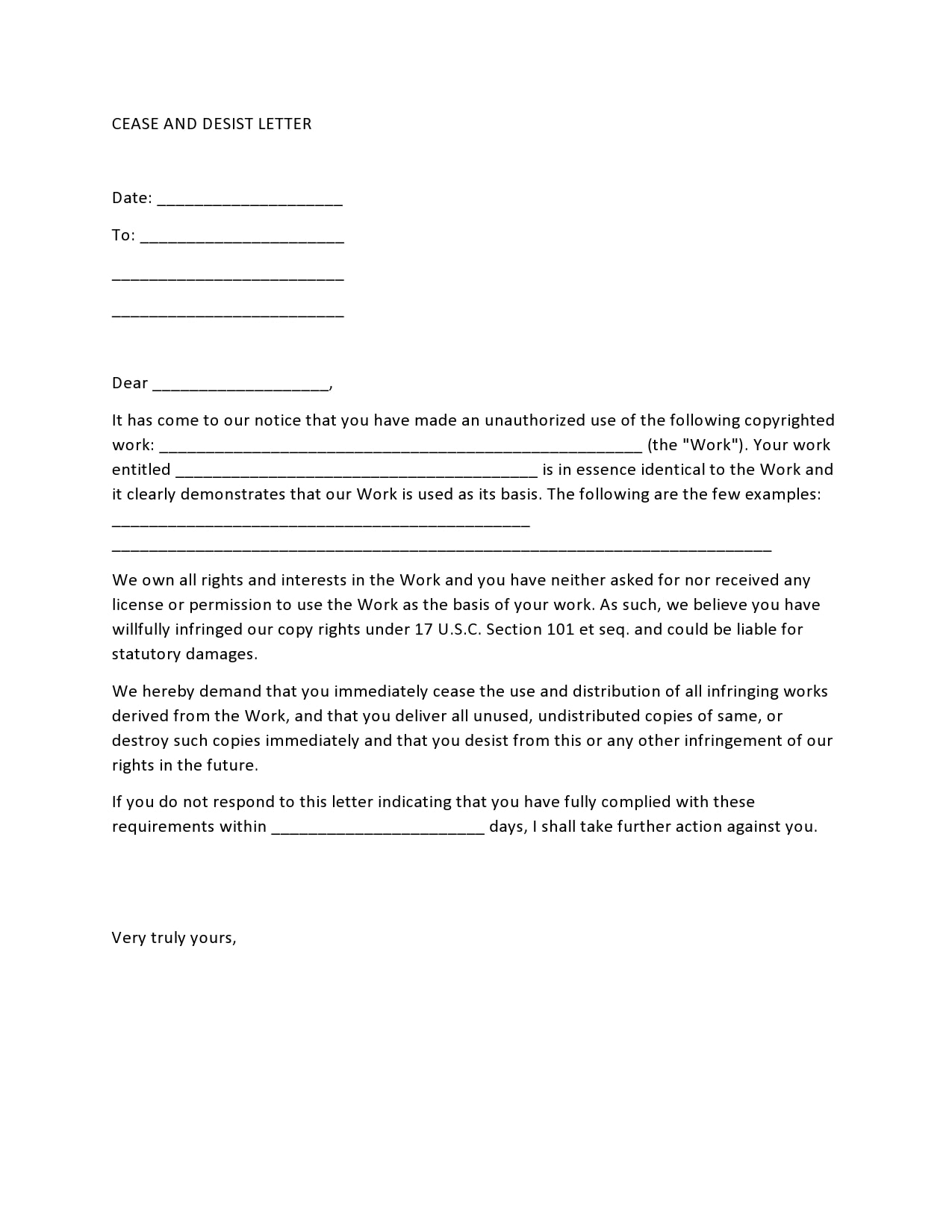 23 Free Cease and Desist Letter Templates - TemplateArchive