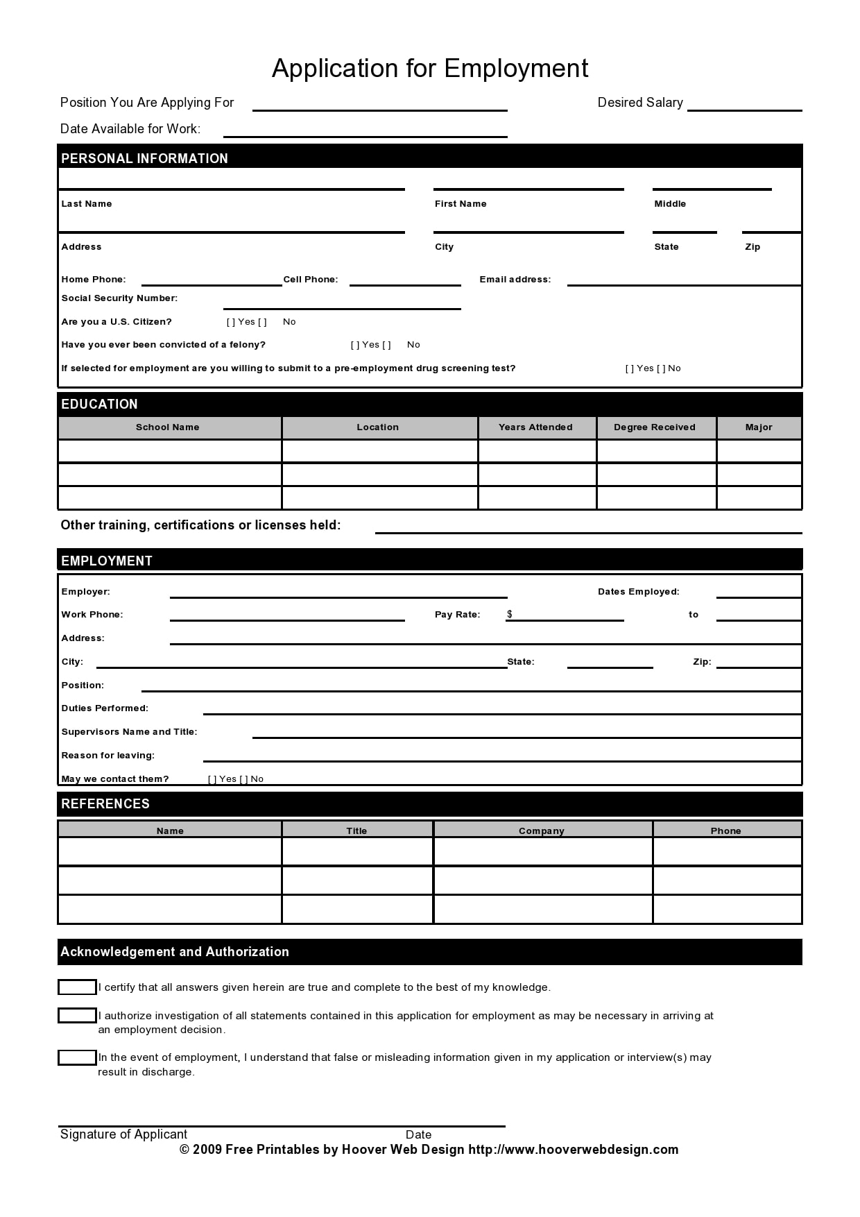 21 Basic Employment Application Templates [Free] In Employment Application Template Microsoft Word