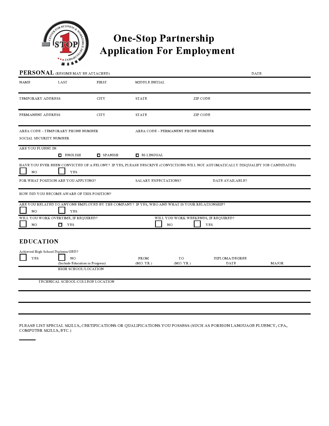 Basic Employment Application Template from templatearchive.com
