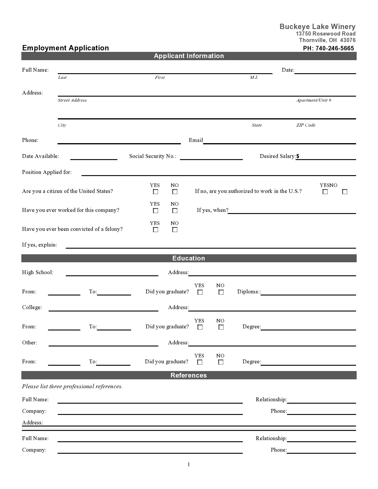 22 Basic Employment Application Templates [Free] Throughout Job Application Template Word Document