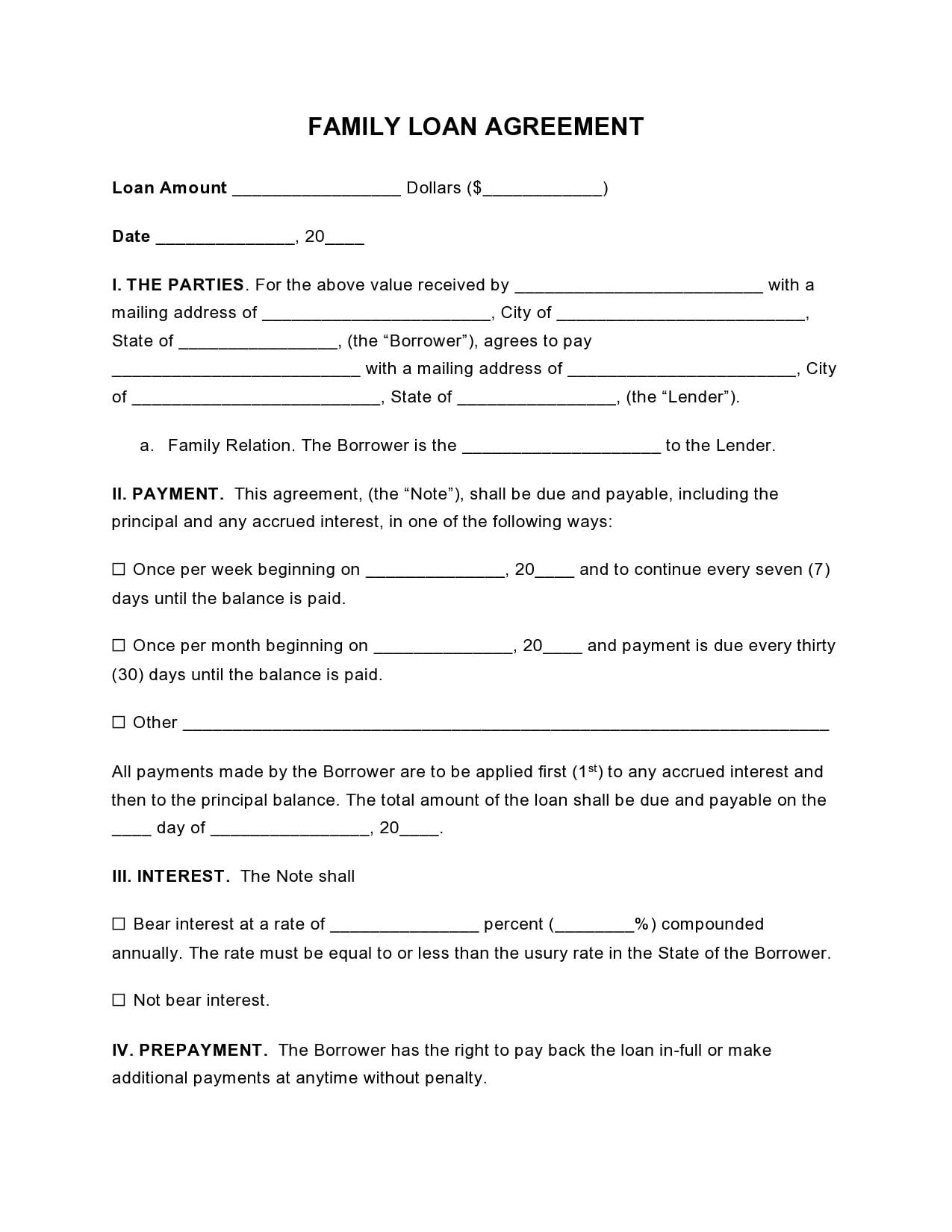 22 Simple Family Loan Agreement Templates (22% Free) With Regard To Blank Loan Agreement Template