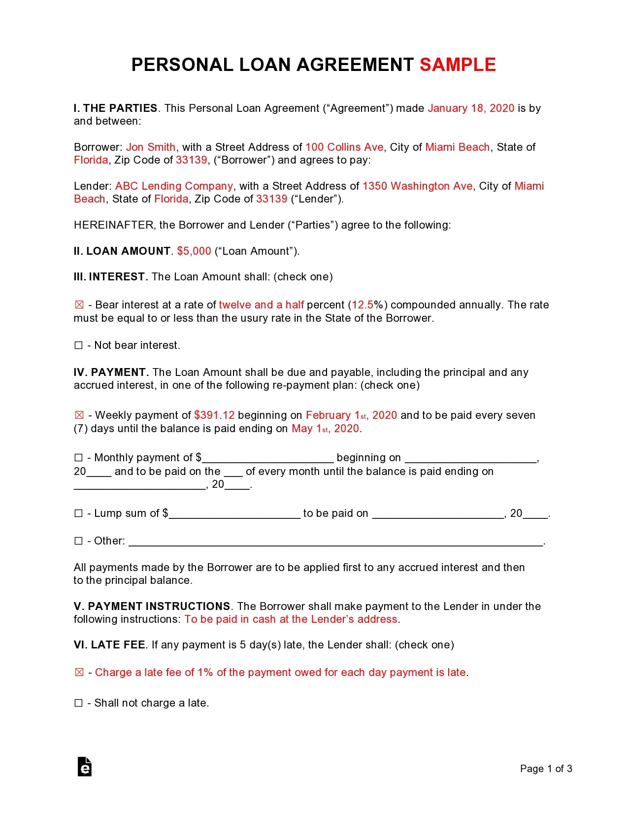 how do i write a loan agreement letter