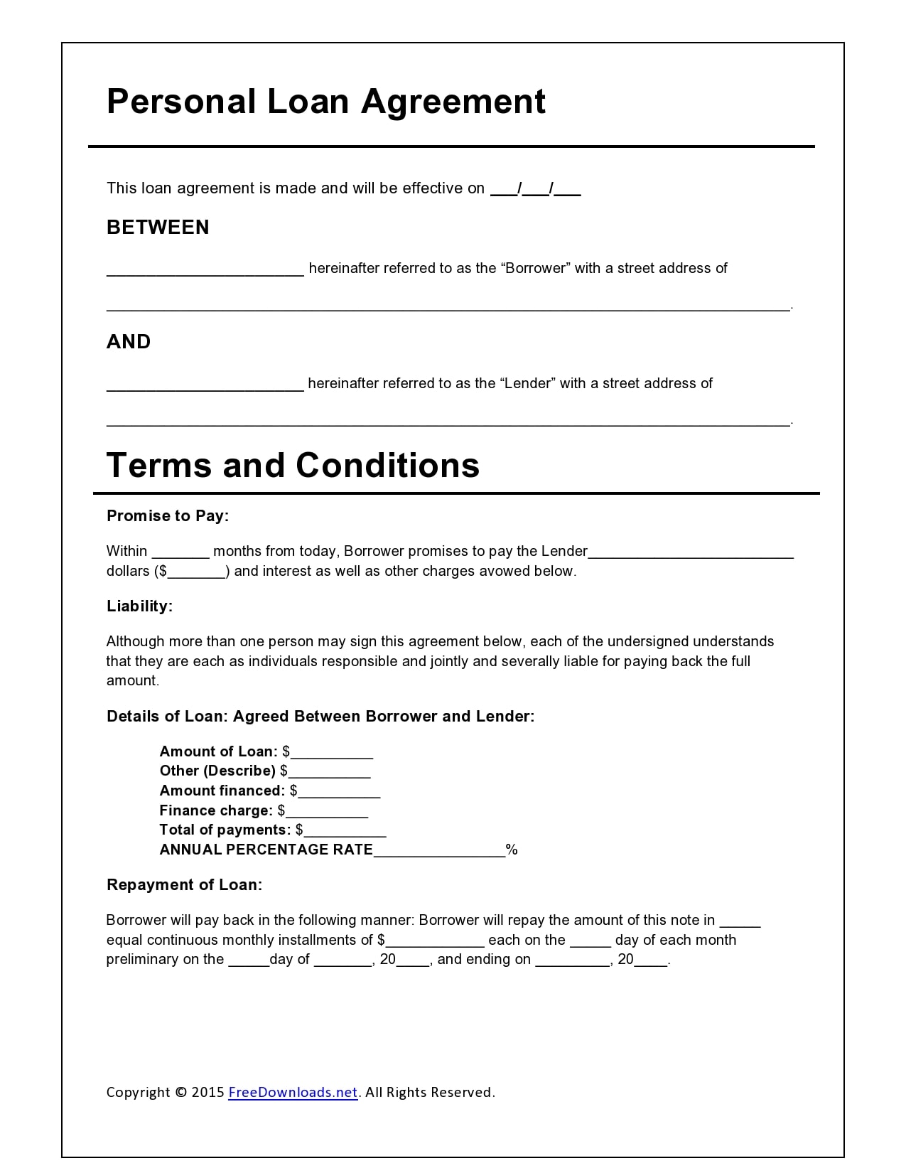 Template For Loan To Family Member