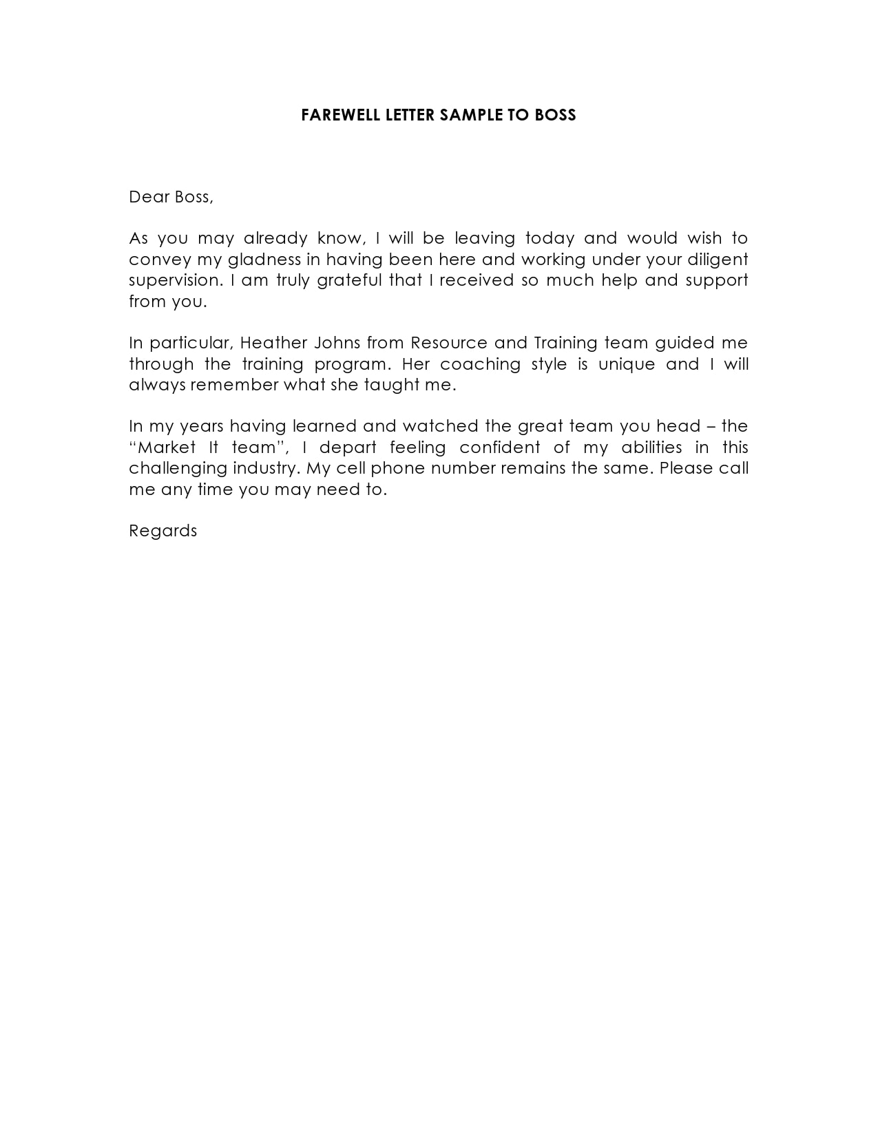 Goodbye Letter To Boss from templatearchive.com